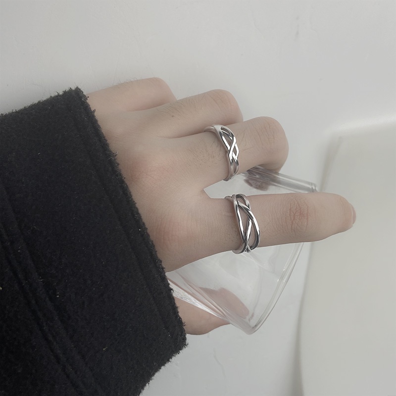 We Flower 3PCs / Set Cincin Model Terbuka Desain Geometri Gaya Punk Minimalis Adjustable Untuk Pria / Wanita