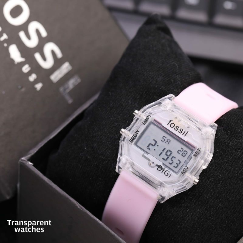 Best Seller! Jam Tangan Fossl Transparant Jam Tangan Rubber Anti Air Jam Tangan Digital Led Pria Wanita