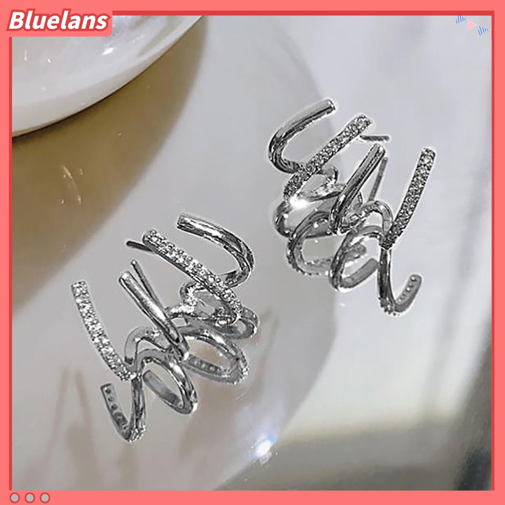1 Pasang Anting Stud Berlian Imitasi Bentuk U Untuk Wanita