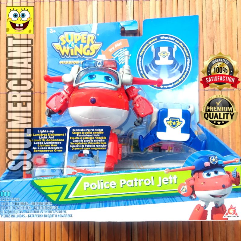 SUPER WINGS POLICE PATROL JETT - JET MAINAN ANAK ROBOT PESAWAT TRANSFORMERS ORIGINAL 100%
