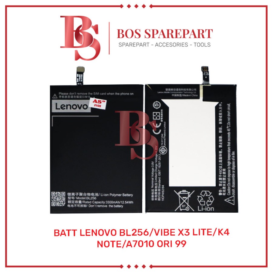 BATTERY LENOVO BL256 / VIBE X3 LITE / K4 NOTE / A7010 ORI 99