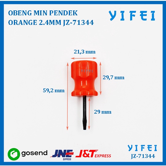 OBENG MIN PENDEK ORANGE 2.4MM YIFEI-71344