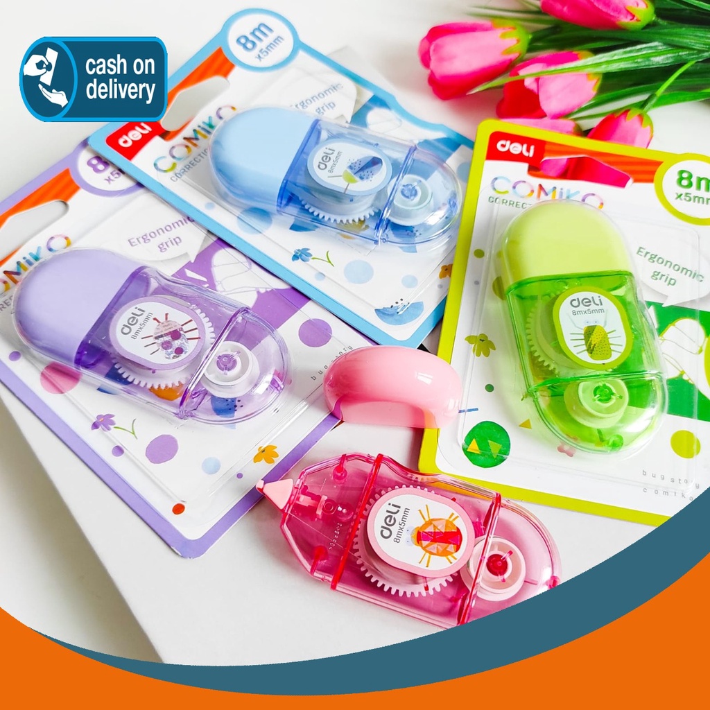 

CORRECTION TAPE DELI TIP X TIPEX ERGONOMIC GRIP CORRECTOR KERTAS PENGHAPUS PULPEN