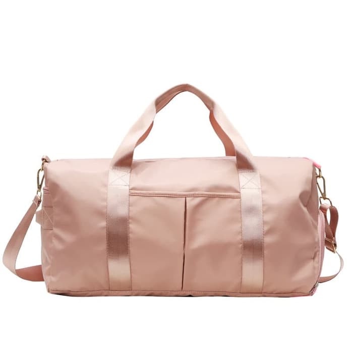 PROMO TAS WANITA Tas Gym / Tas Travel Wanita - Pink Canvas - Ukuran Besar / Big Size - Merah Muda TA
