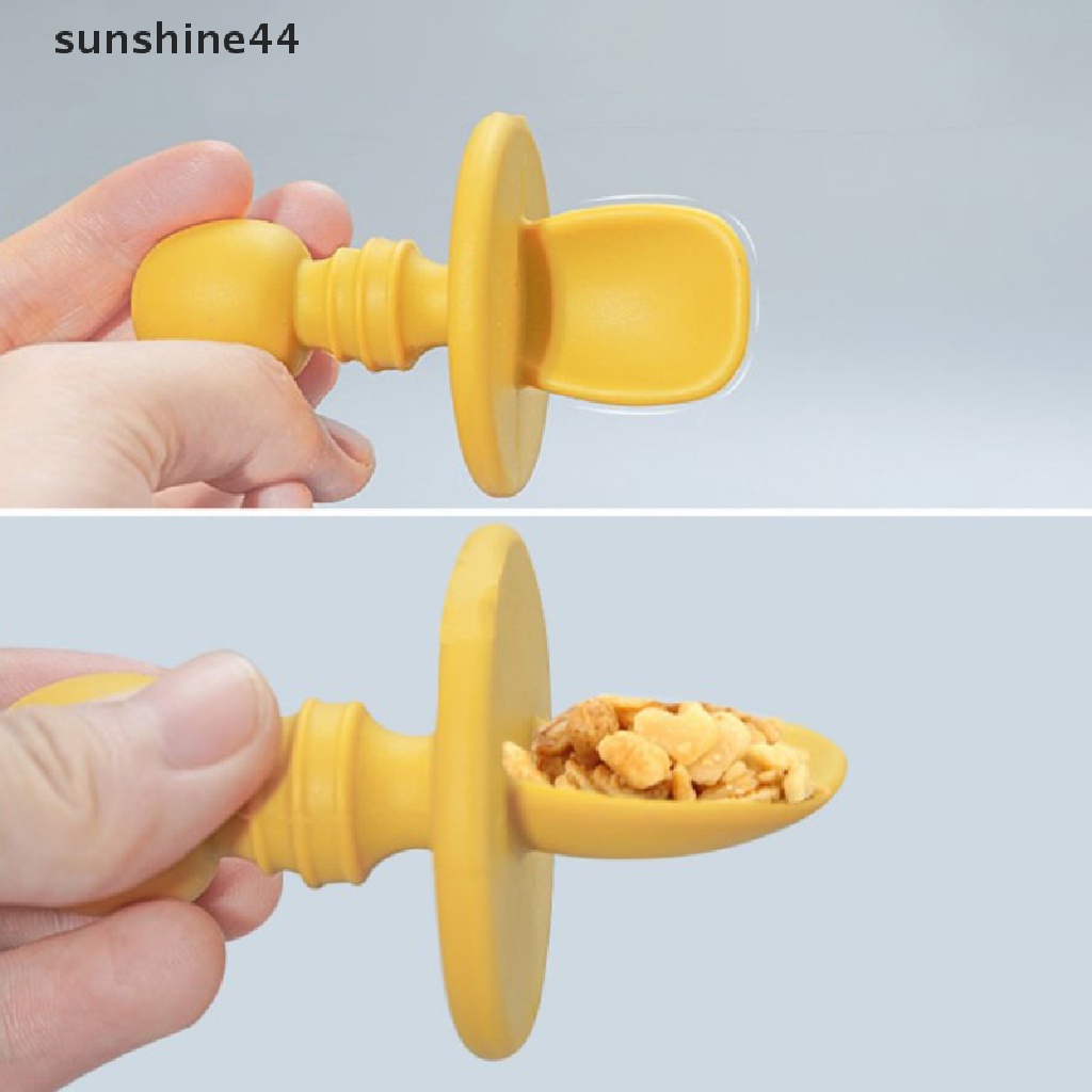 Sunshine 2pcs / Set Sendok Makan Bayi Bahan Silikon
