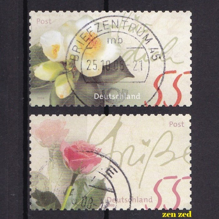 

0639 Perangko Jerman 2003-04 Greetings Flowers 2v Used