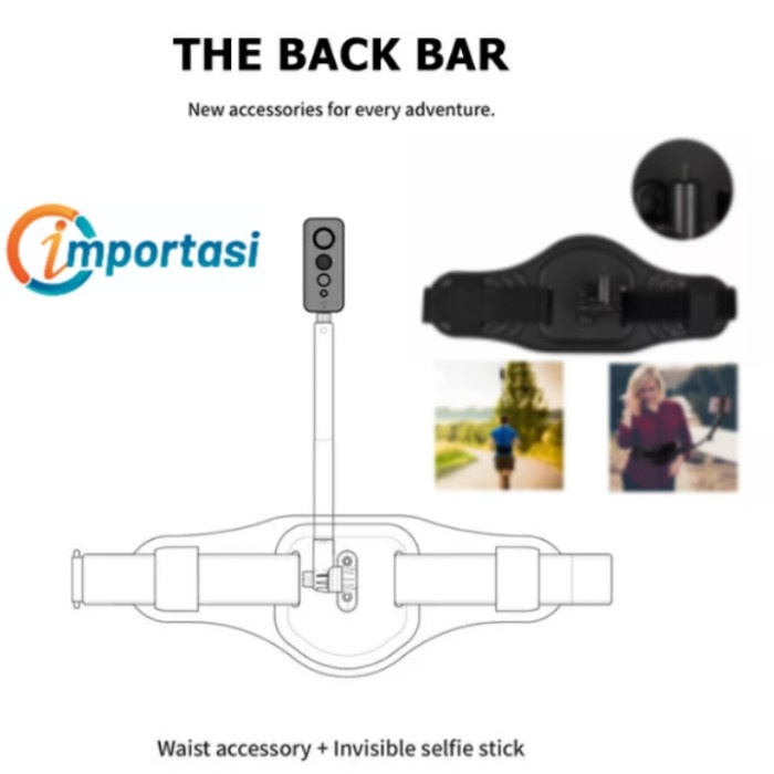 Back Bar Waist Strap Mount Invisible Stick Insta360 One X3 X2 RS Gopro Sabuk Pinggang