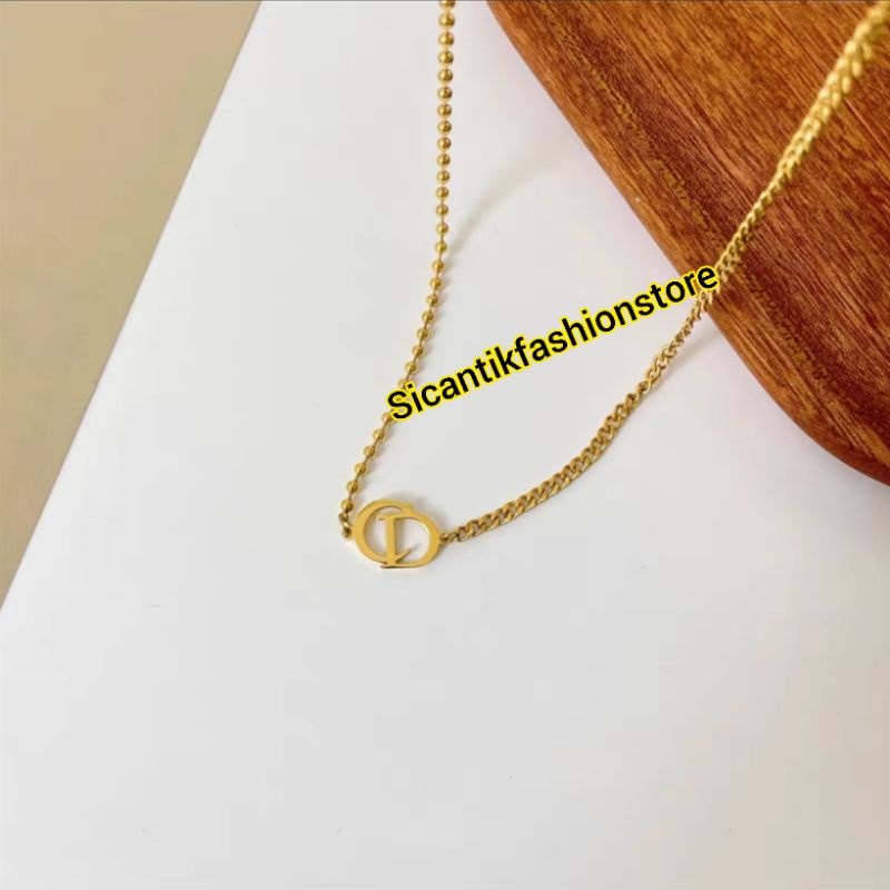 Kalung Titanium Wanita Liontin CDD Terbaru Terlaris Anti Karat Selamanya Kalung Biji Lada Liontin CDD Kalung Titanium Rantai Gold Liontin CDD