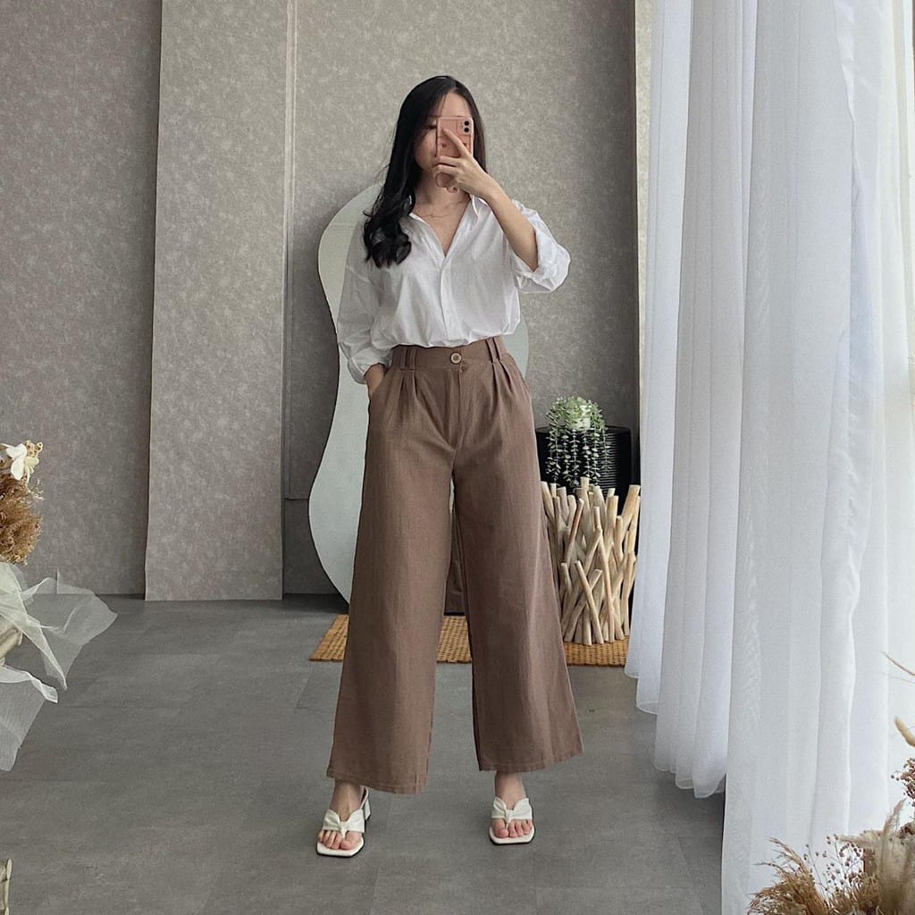 BASIC PANTS LINEN/CELANA KULOT LINEN PREMIUM/CELANA KULOT HIGHTWAIST/CELANA WANITA/CELANA