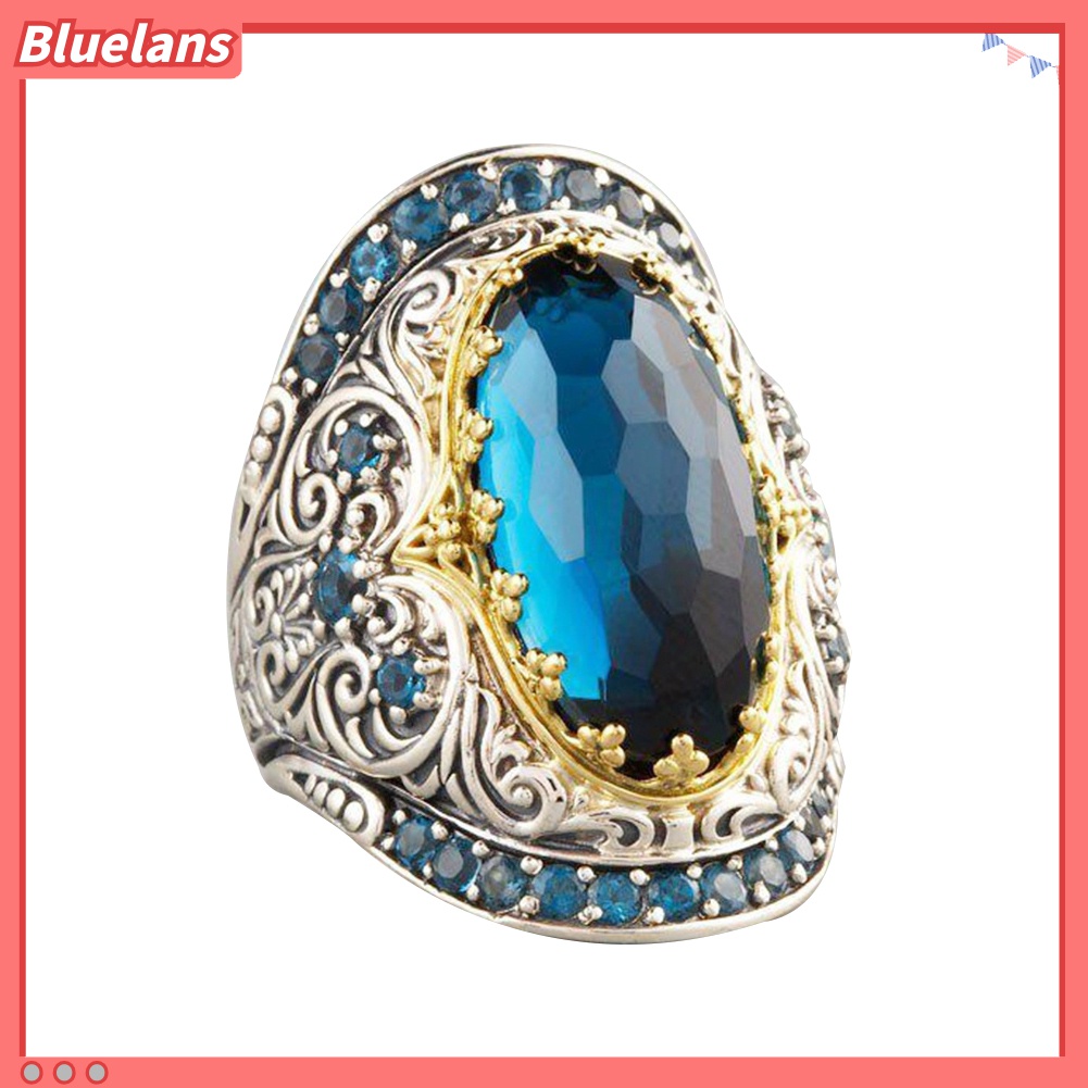 Perhiasan Cincin Jari Bentuk Oval Kubik Zirkon Gaya Klasik Untuk Pria Dan Wanita