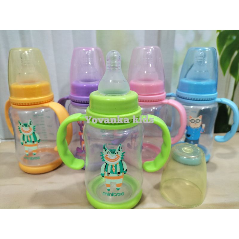 Botol Susu Nipple Ulir Dengan Pegangan Karakter Lucu BPA Free/SlimNeck 150 ml