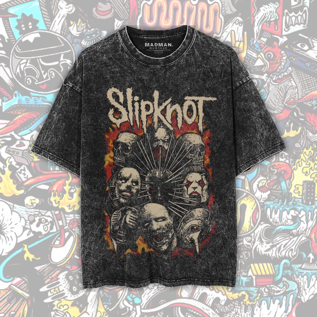MADMAN Kaos Slipknot Premium Oversize Stone Wash T-Shirt | Kaos Band | Washed T-Shirt | WO SLPK-STN