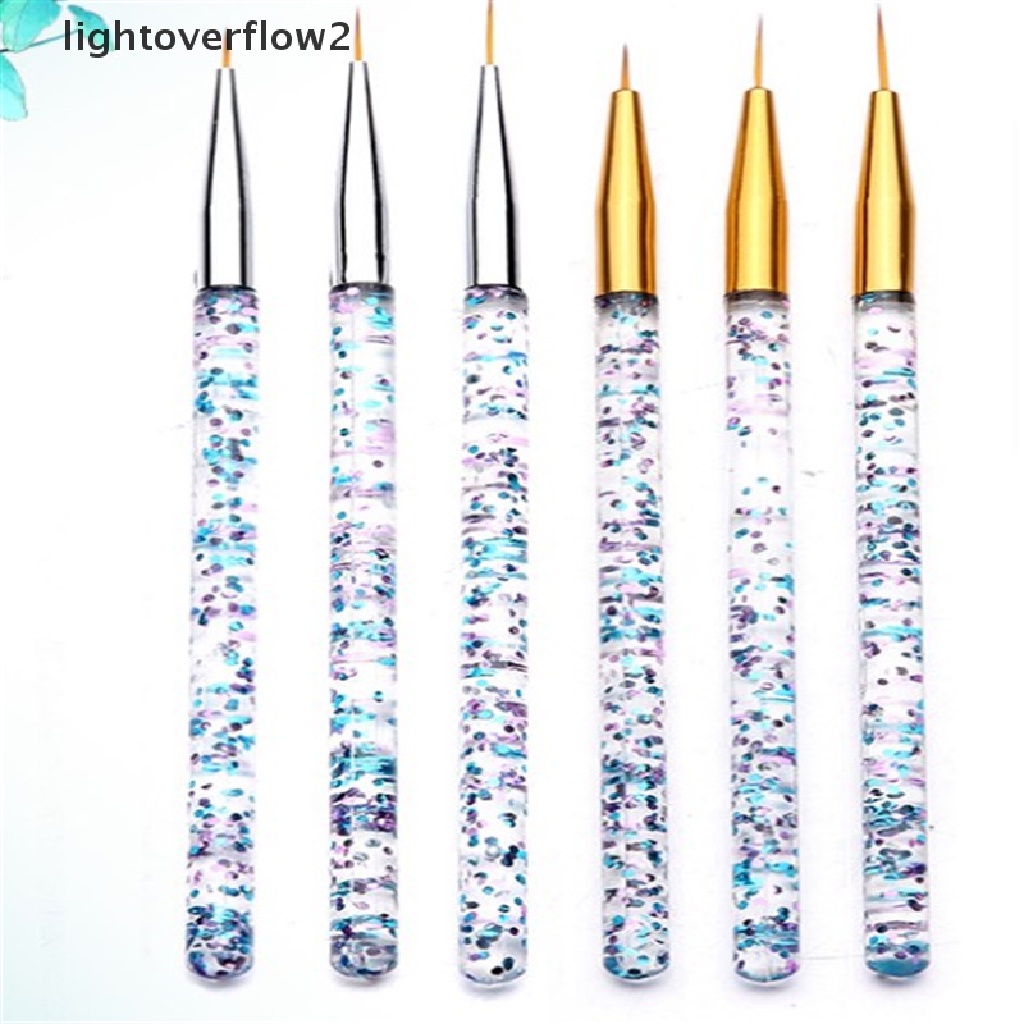 (lightoverflow2) 3pcs / Set Brush Nail Art Akrilik 3D Ultra Tipis Untuk Manicure (ID)