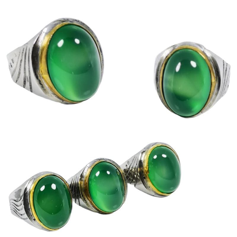 Cincin Batu Hijau Garut Ring Silver Titanium | Cincin Hijau Garut Cincin