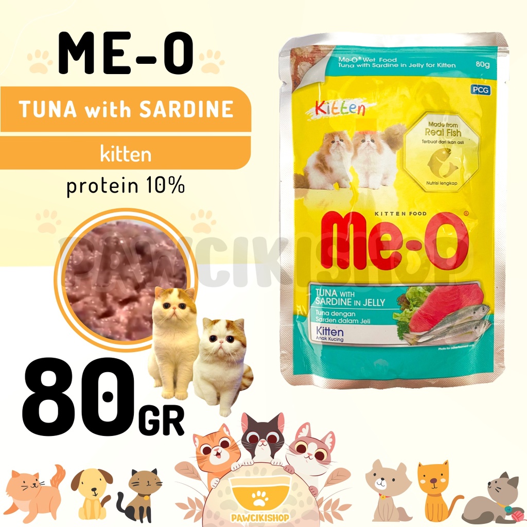 PAWCIKISHOP - MEO POUCH KITTEN TUNA SARDINE / meo / meo pouch / meo kitten / meo wet food / makanan 