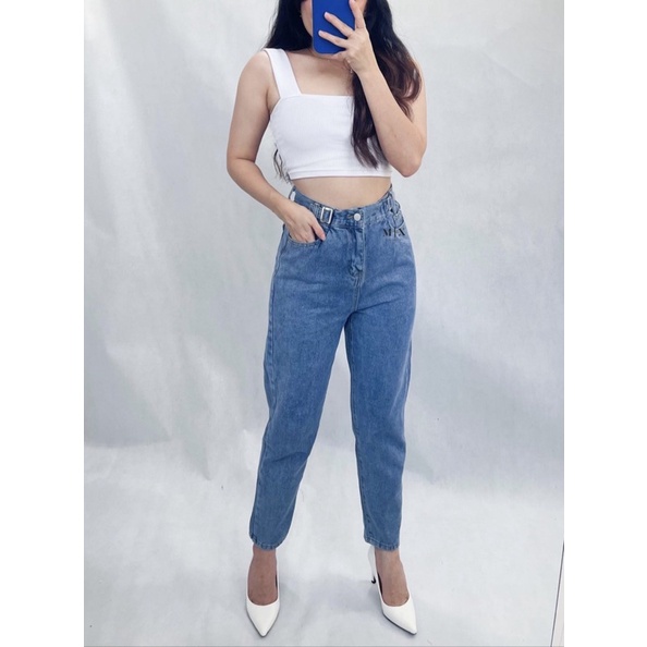 BOYFRIEND DENIM JEANS PANTS BF HIGHWAIST IMPORT CELANA BAGGY JEANS MX604