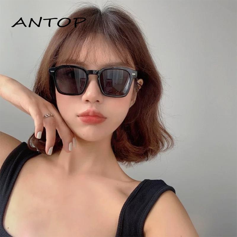 【antop】Kacamata Hitam Lensa Warna Bentuk Kotak Gaya Retro Untuk Unisex