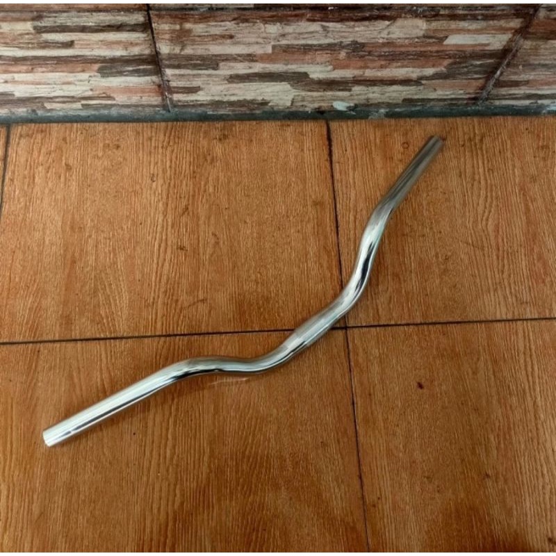 handlebar stang risebar kumis alloy taiwan silver chrome