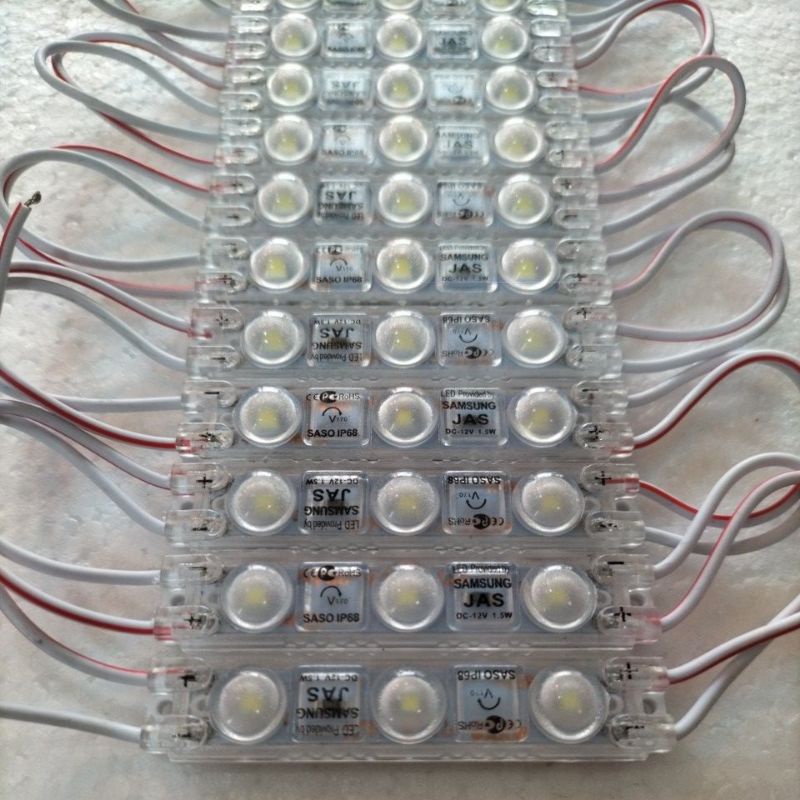 LAMPU LED MODUL 3 MATA DC 12V SASO JAS SAMSUNG WARNA COOL WHITE