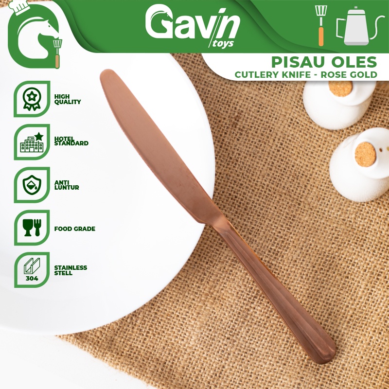 Pisau Kue Stainless Pisau Oles Roti Mentega Pink Pisau Makan Cutlery Peralatan Makan Rose Gold