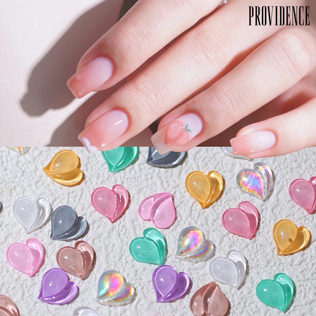 20pcs / Pak Charms Kuku Bentuk Hati Batu Kristal Imitasi Multifungsi Bahan Resin Untuk Dekorasi Wanita