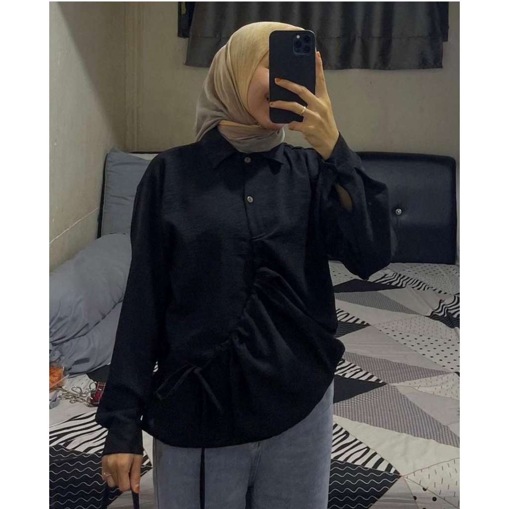 MELODI TOP BLOUSE KEMEJA MELODY CRINCLE SERUT DEPAN