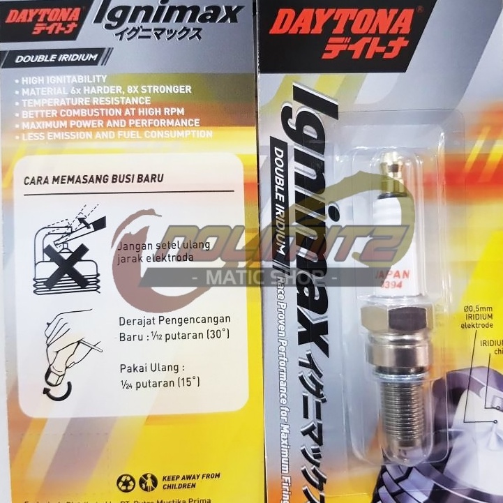 Busi Daytona  Racing  Ignimax Double Iridium Yamaha NMAX Aerox 155 Lexi Vario Beat Scoopy