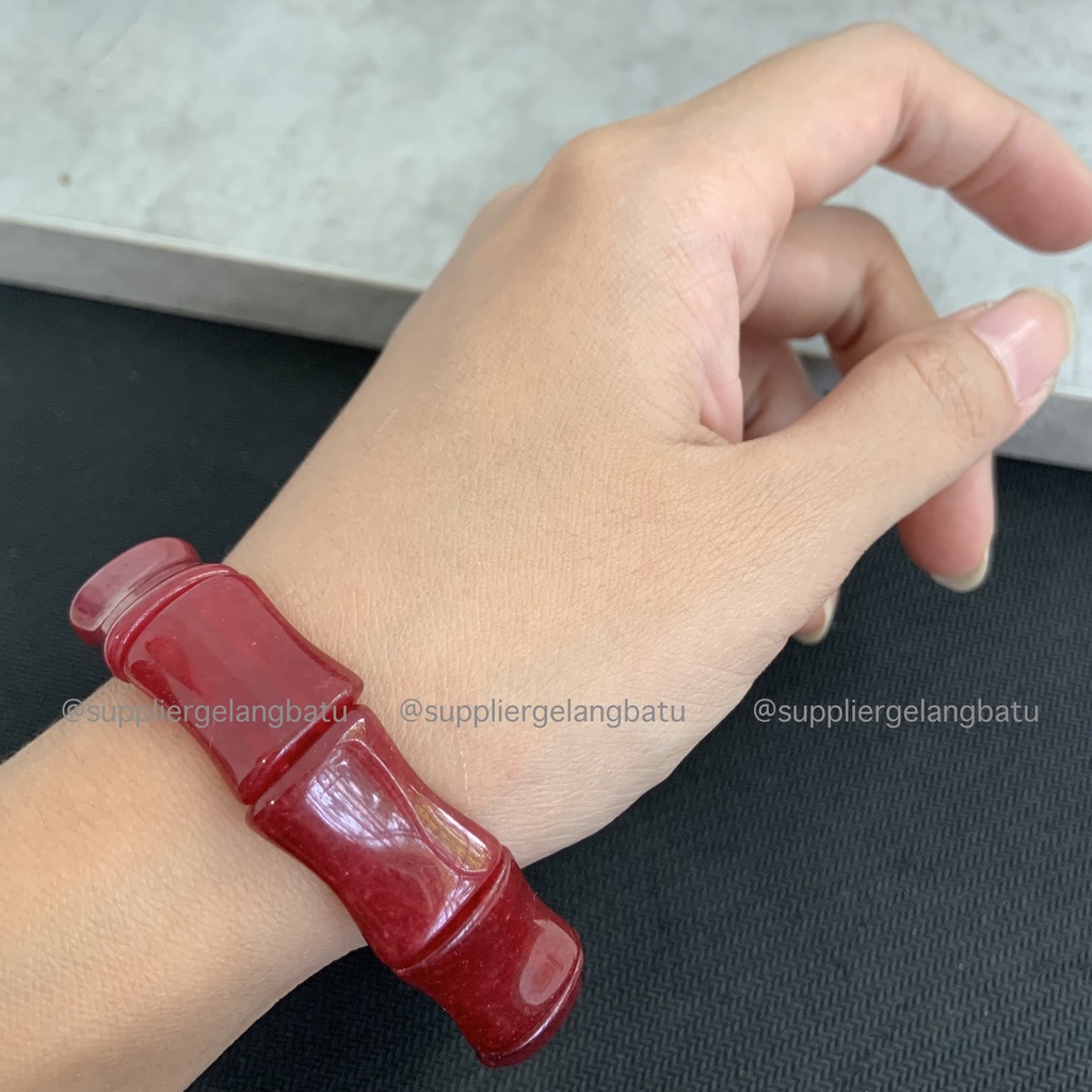 Gelang Batu KORAL MERAH TULANG limited batu alam RED CORAL akik serat