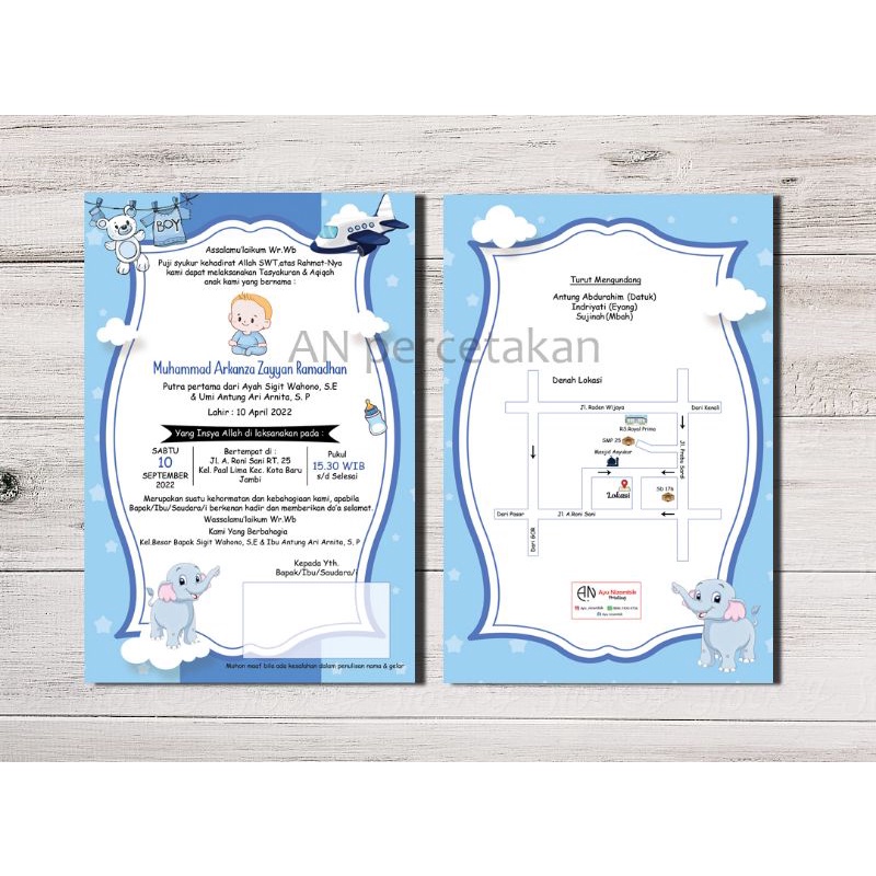 

Undangan Aqiqah/Cukuran/Undangan Bolak Balik