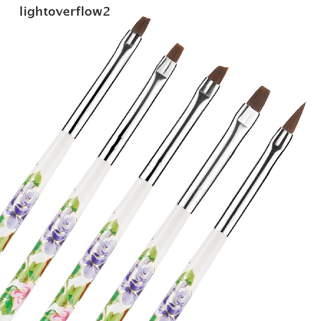(lightoverflow2) 5pcs / Set Kuas Nail Art UV Gel Flat Builder