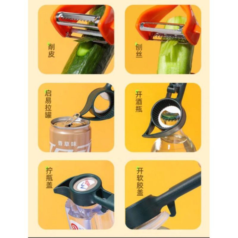 MJ88 PENGUPAS KULIT BUAH DAN PEMBUKA TUTUP BOTOL MULTIFUNGSI 7 IN 1 SUPER MURAH