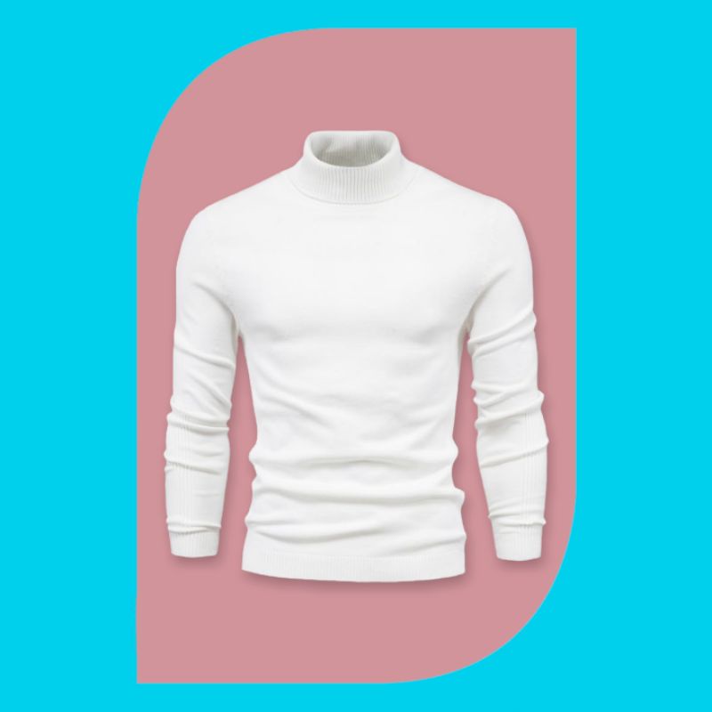 Sweater Hoodie Turtleneck Rajut Original 100% Tebal
