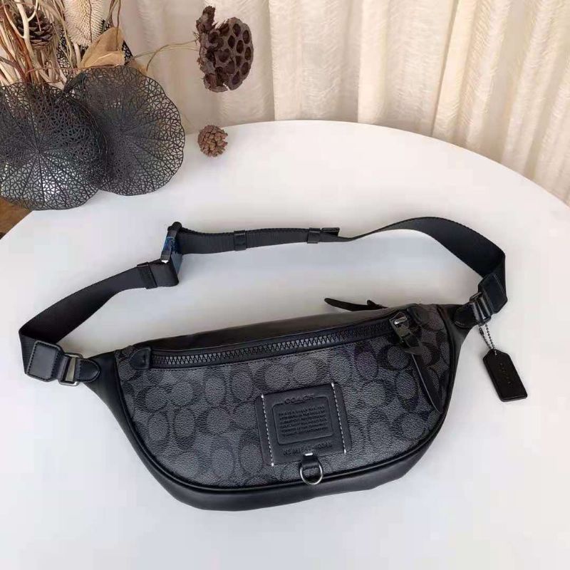 WAISTBAG COACH Revington Logo Black Belt Bag Tas Pinggang Original Quality