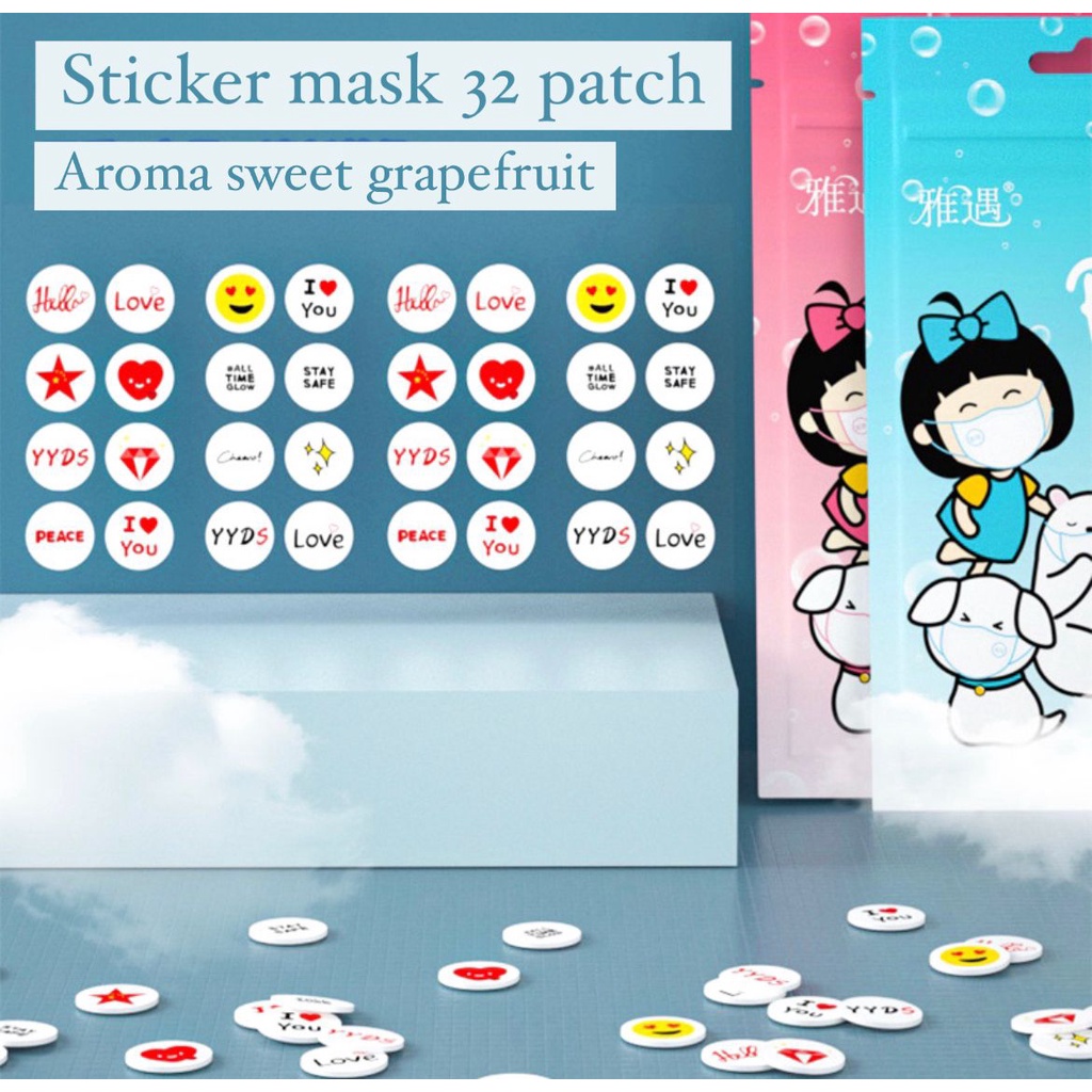 [COD] 32pcs Stiker Masker Murah Aroma Patch Karakter Lucu Wangi Lemon Mint dan Jeruk Mint