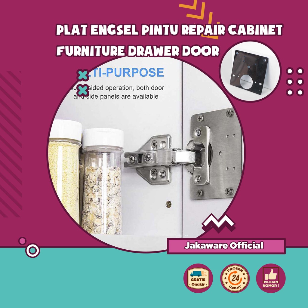 PLATE ENGSEL PINTU REPAIR CABINET FURNITURE DRAWER DOOR PLAT PERBAIKAN LEMARI LACI KUAT TEMPEL OTOMA