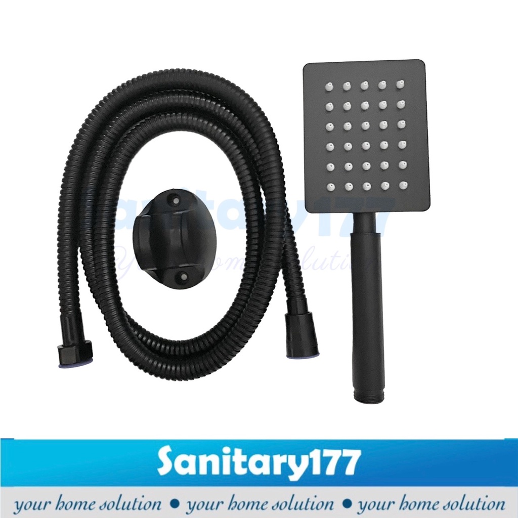 Shower mandi stainless KOTAK HITAM 15B-handshower semprotan air segiempat stenles black matte