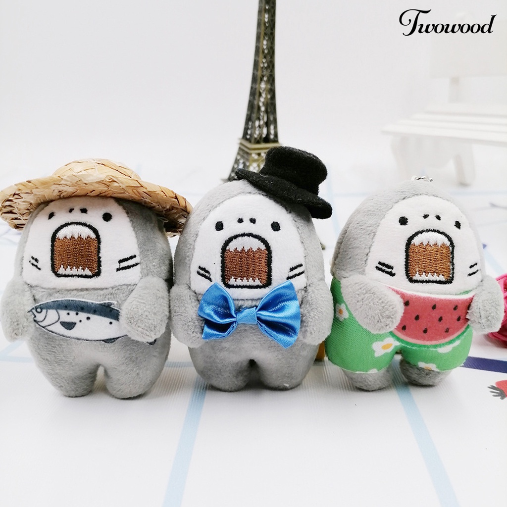 Twowood Gantungan Kunci Bentuk Boneka Hiu Grumpy Bahan Plush Multifungsi