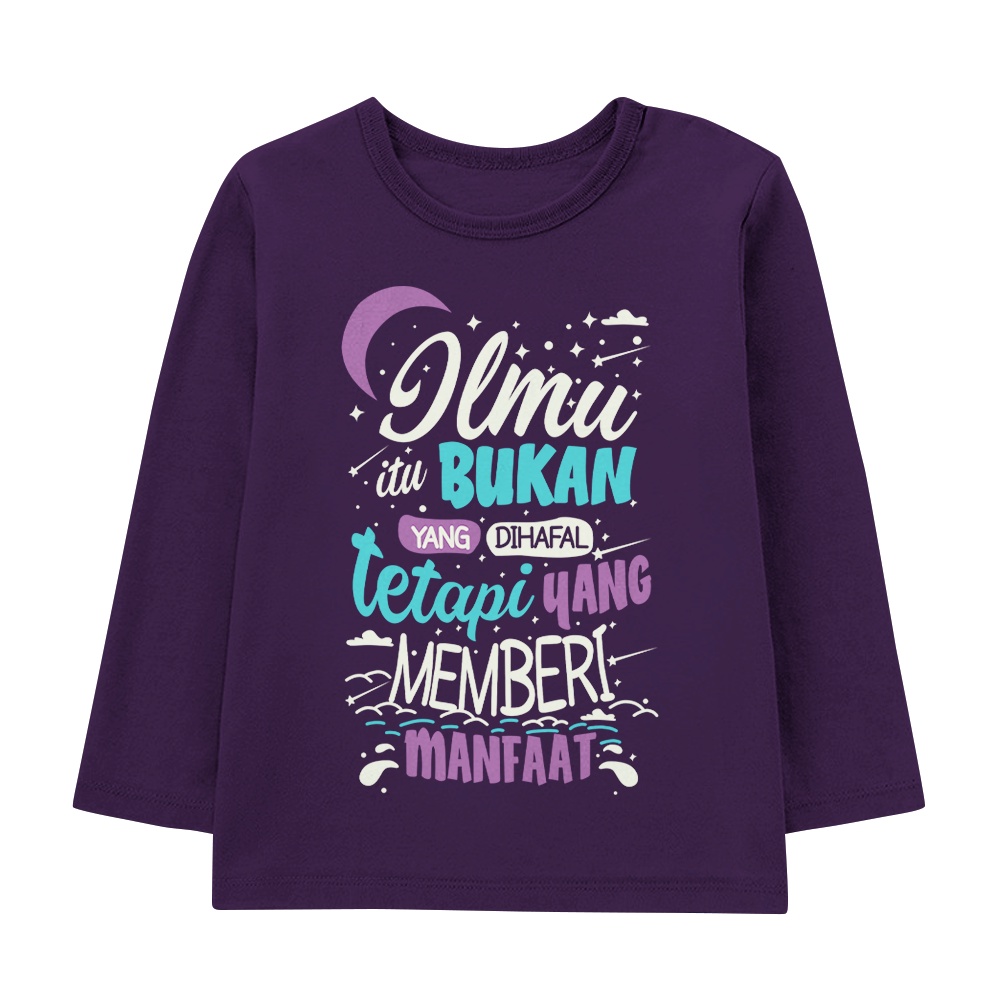 Kaos Anak Terbaru Kaos Anak Lengan Panjang Motif Ilmu Bermanfaat 1-12 Tahun Unisex - Edukasi Series