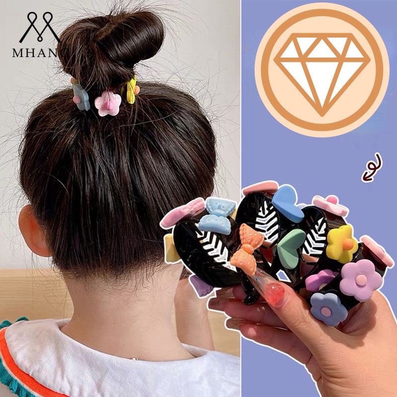 Mhang Jepit Rambut Model Pita Motif Bunga / Strawberry / Hati Bahan Resin Warna Permen Untuk Wanita