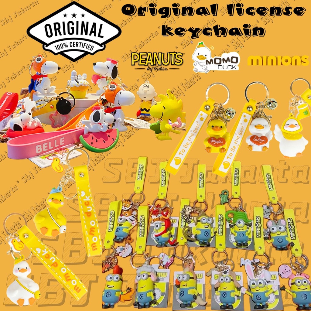 Gantungan kunci Keychain ORIGINAL LISENSI minion shio snoopy momo duck