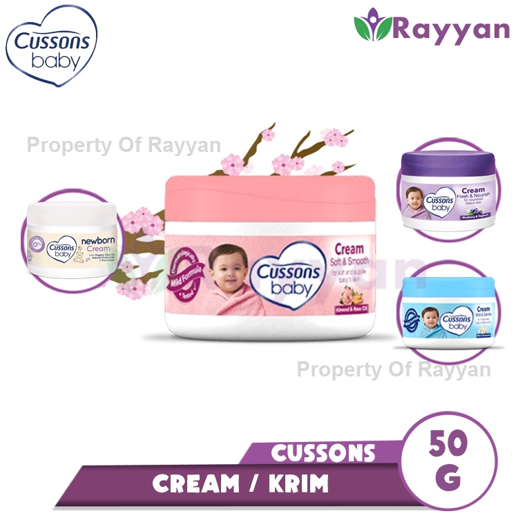 Cussons Baby Cream 50g New Born/Mild &amp; Gentle/Soft &amp; Smooth/Fresh &amp; Nourish/Putih/Pink/Biru/Ungu Harum Bunga Wangi|Cussons baby baru lagir|Cream bayi baru lahir|Perlengkapan bayi