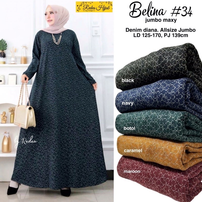 Belina Jumbo maxy - LD120-130 Gamis Diana Denim Jumbo Bigsize Oversize Bumil / 025-6976