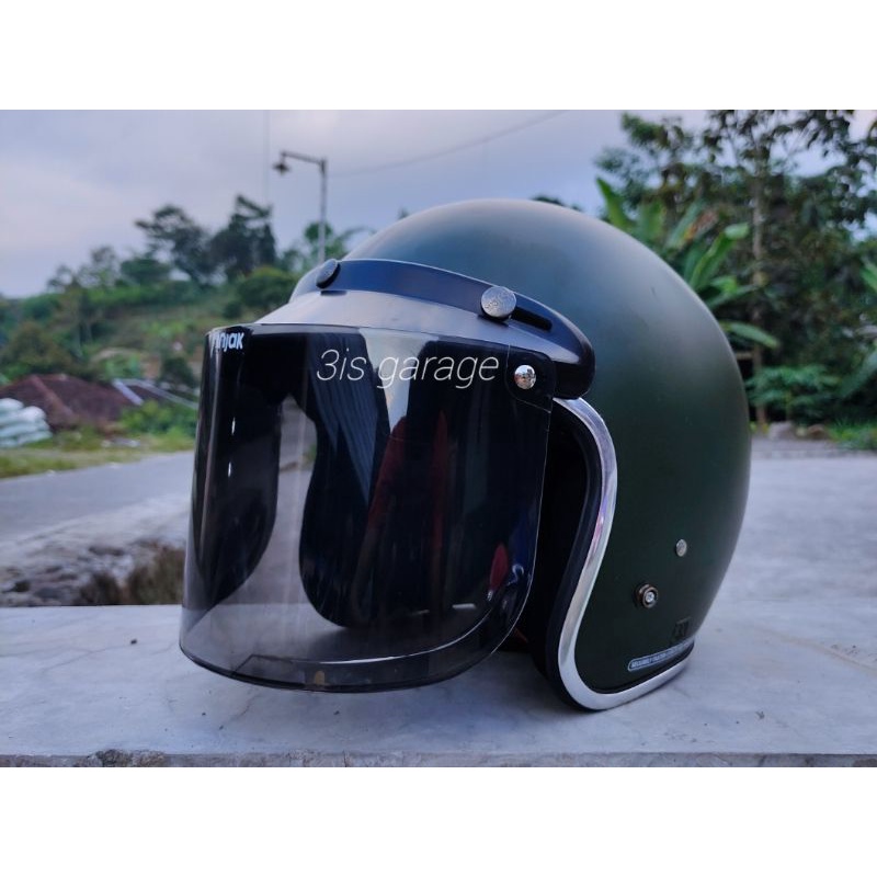 HELM BOGO DEWASA HELEM BOGO CLASSIC HELM BOGO RETRO PRIA WANITA KACA DATAR SNI