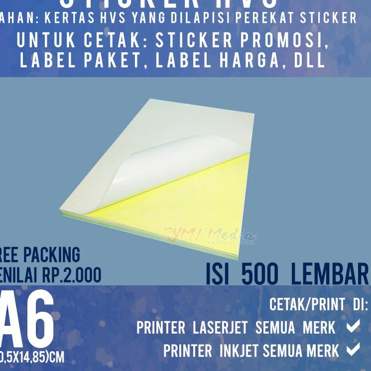 

Kirim Langsung 500 lembar Sticker HVS A6 / Kertas Stiker Doff Matte A6 1 RIM