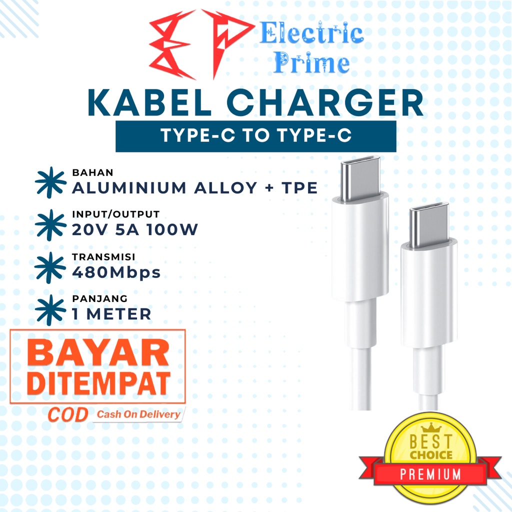 Kabel Data USB Type C to Type C Charger Cable Tablet Samsung QC Fast Charging 100W TRIPLEDI Kabel Charger iPad 5A Macbook Air Pro