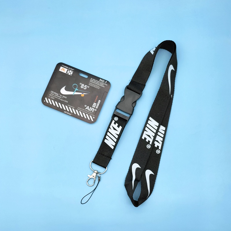 Ni-ke Logo Horizontal Badge Holder Dengan Lanyard Leher Gantungan Kunci ID Card Pelindung Case Kerja Siswa Name Tag Key Ring