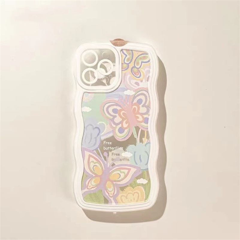 Soft Case Pelindung Lensa Kamera Tahan Banting Motif Kupu-Kupu Untuk iPhone 14 13 12 11 Pro Max X Xr Xs Max 8 7 6 6s Plus Butterfly