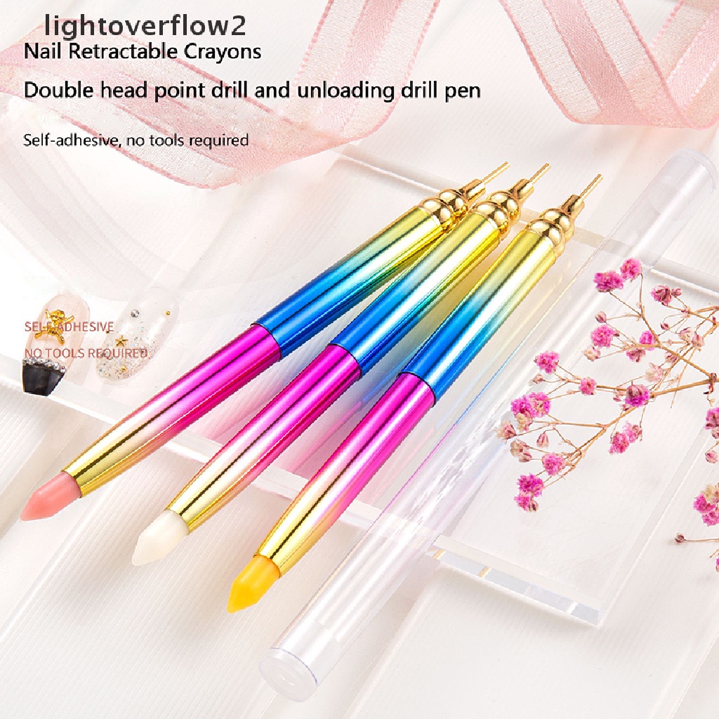 (lightoverflow2) Pen Brush Nail Art Dua Sisi Untuk Aplikasi Berlian Imitasi (ID)