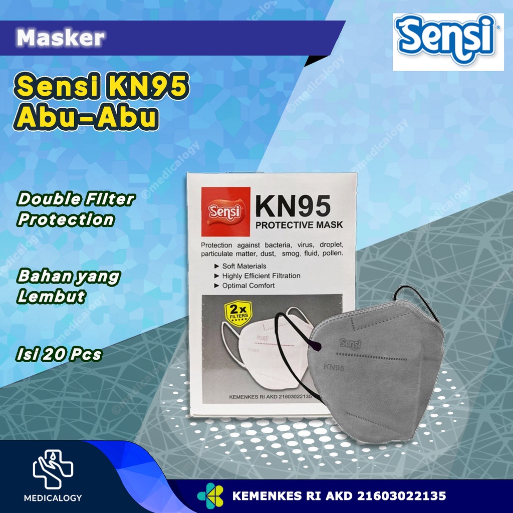 Masker KN95 Sensi Warna Abu Abu Grey