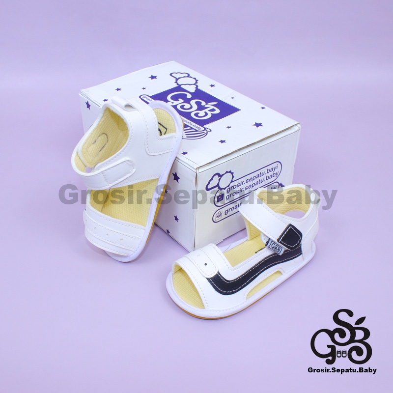 sandal bayi sepatu bayi sendal bayi laki laki perempuan prewalker bayi  umur 2 - 12 bulan model casual S07 polos PUTIH ringan fleksibel &amp; Anti Slip